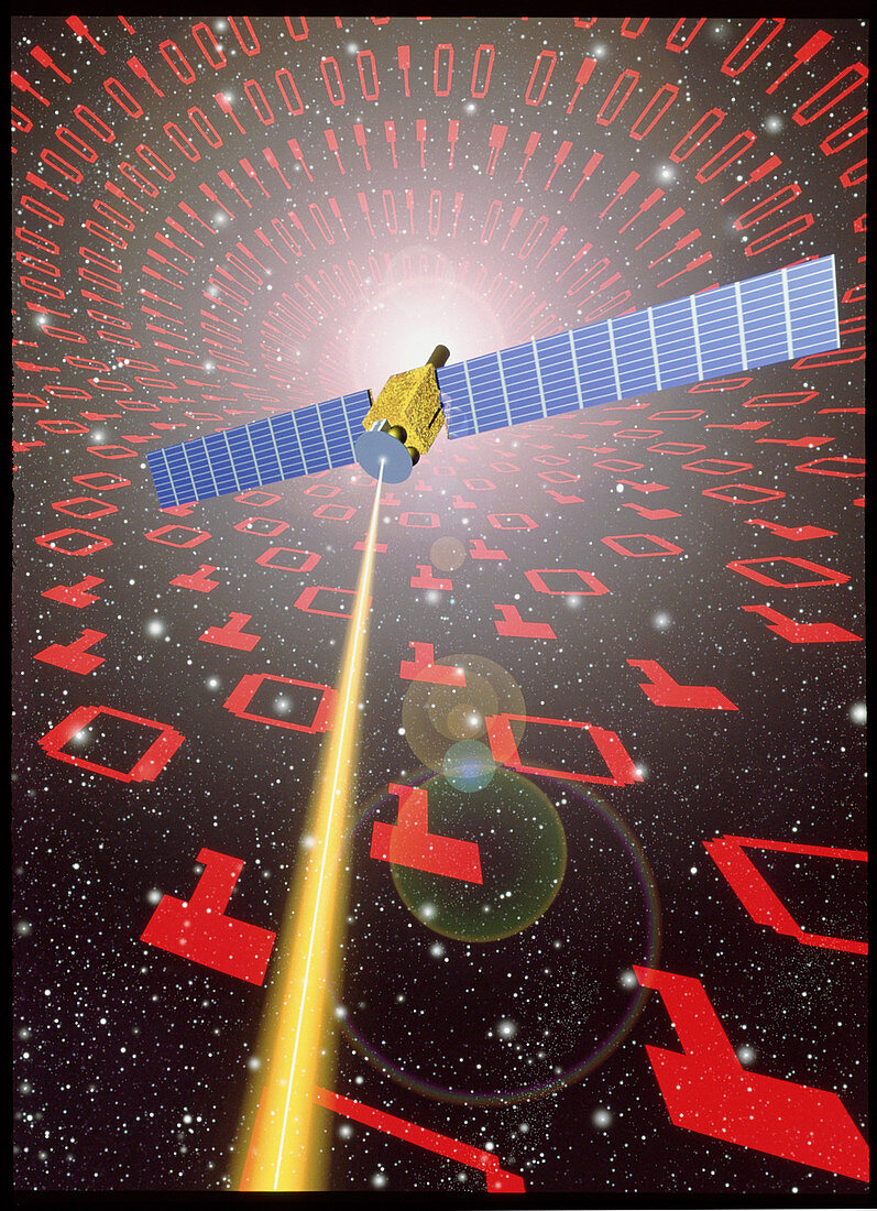 Computer art of a digital communications satellite