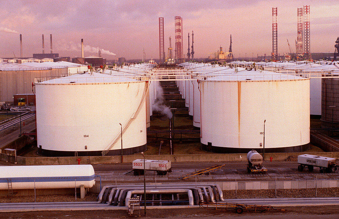Oil storage tanks and refinery,Rotterdam
