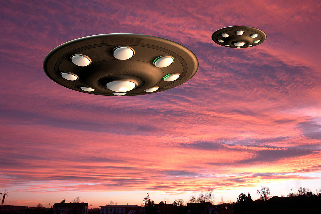 UFO landing,computer artwork