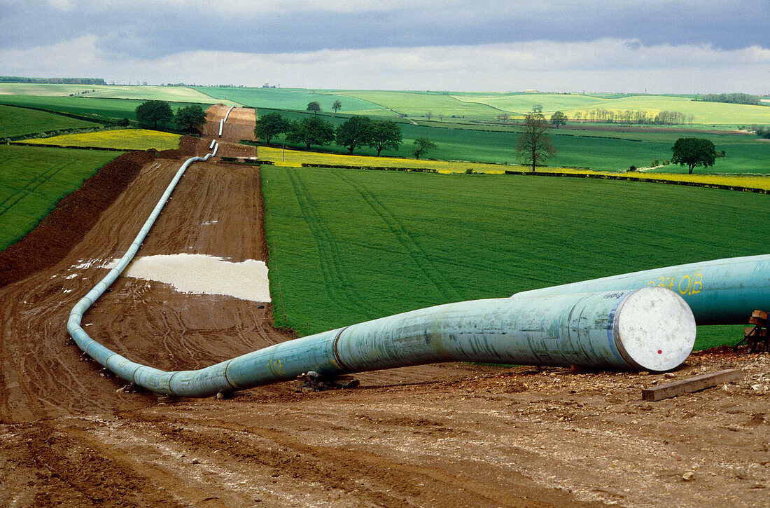 Gas pipeline running through farmland