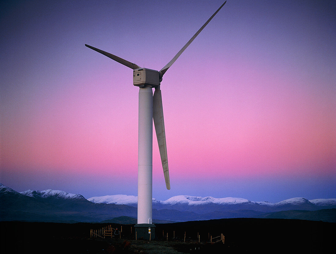 View of a wind turbine in Cumbria,England