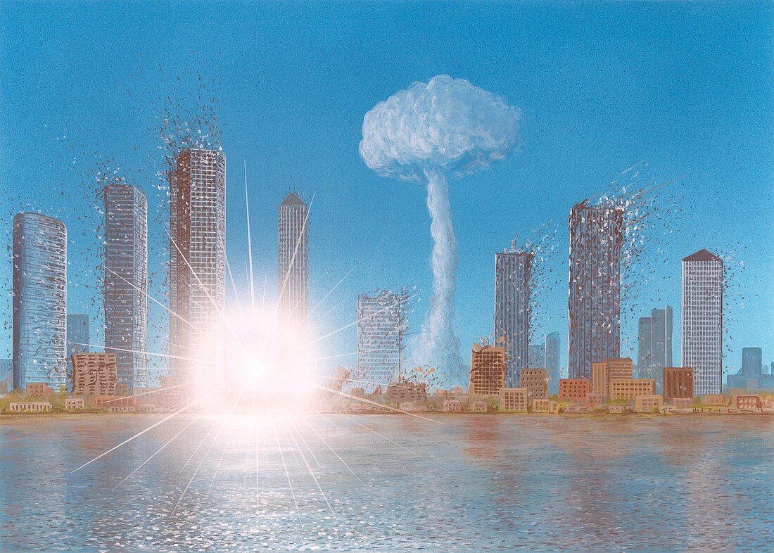 Nuclear strike on a city,artwork