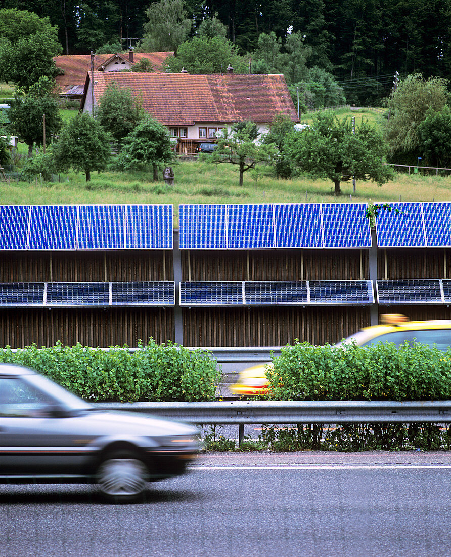 Solar panels by a motorway