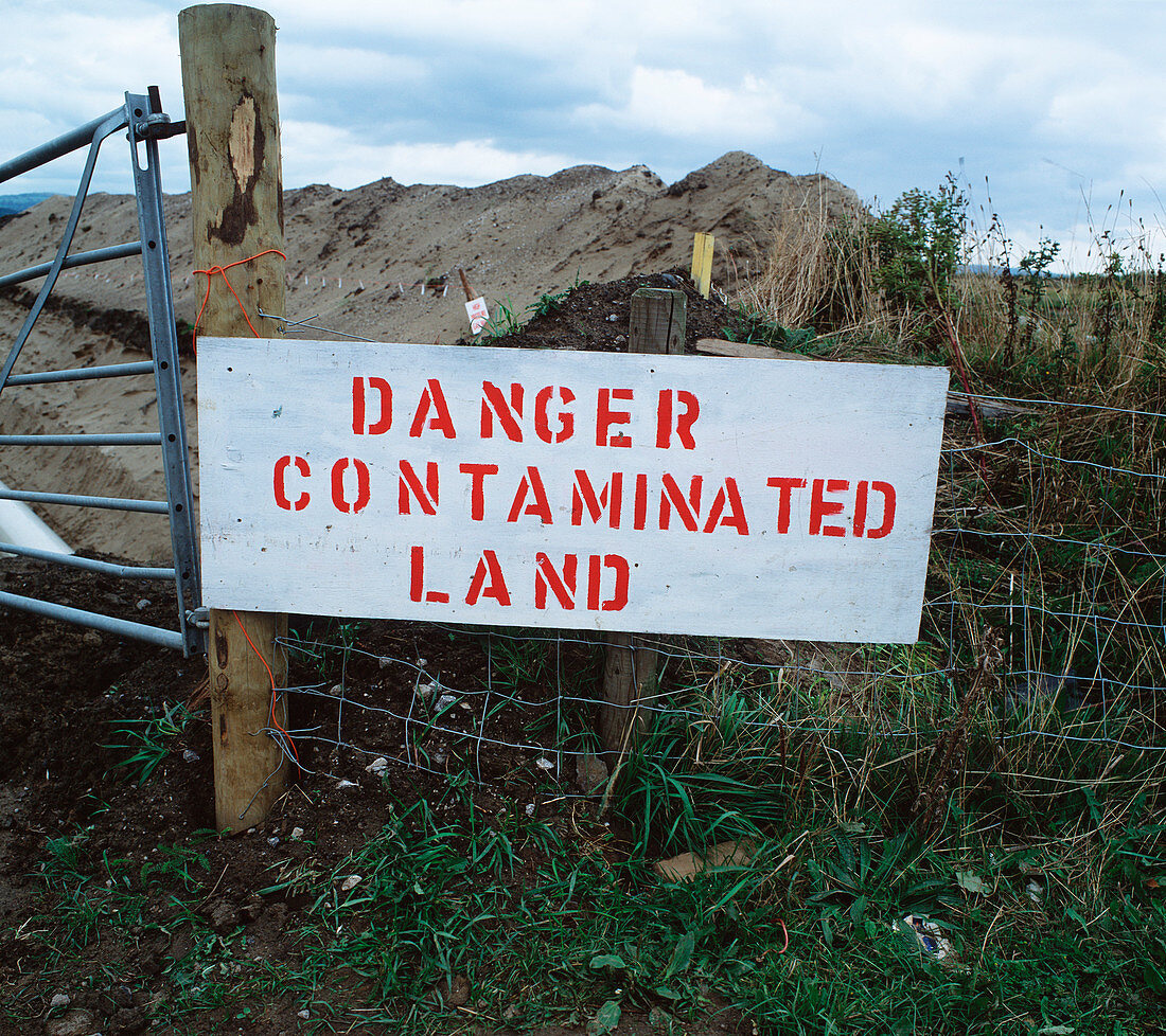 Contaminated land warning sign