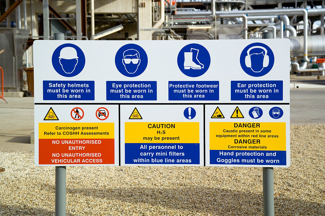 Oil refinery safety signs