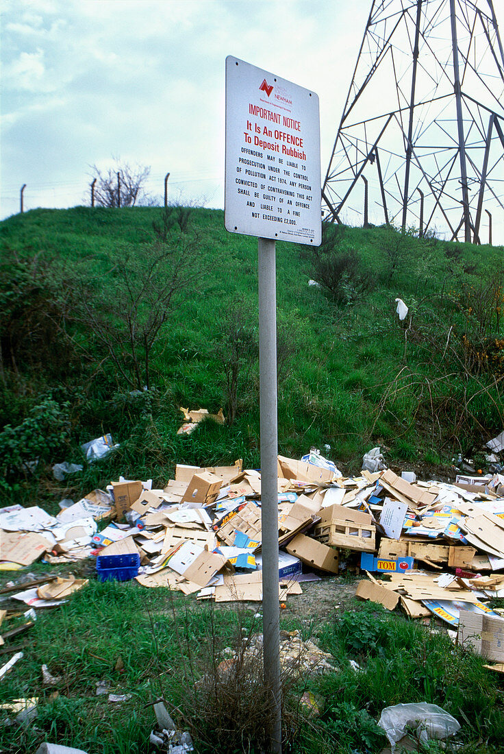 No rubbish dumping sign
