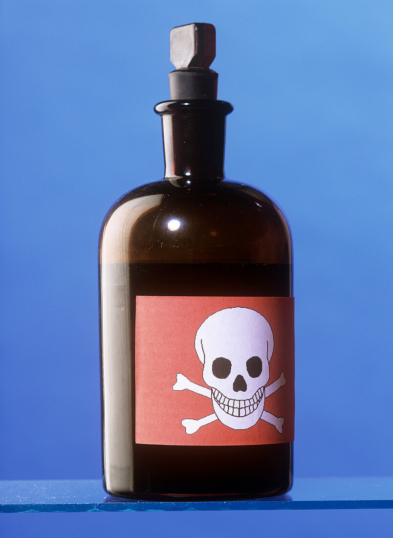 Poison bottle warning label