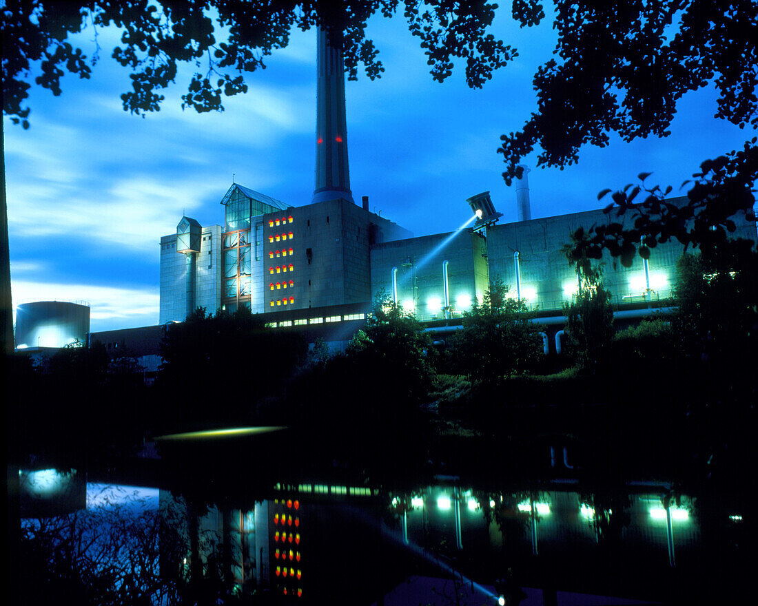 Coal-fired power station reflected in a river