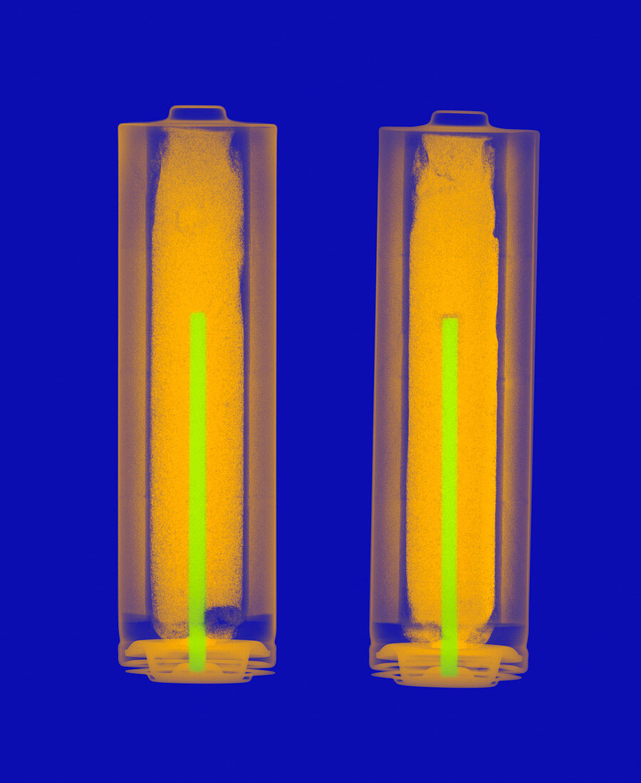 AA batteries,coloured X-ray