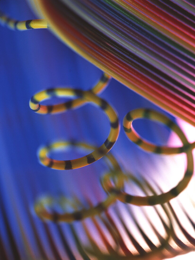 Close-up of some computer data wires