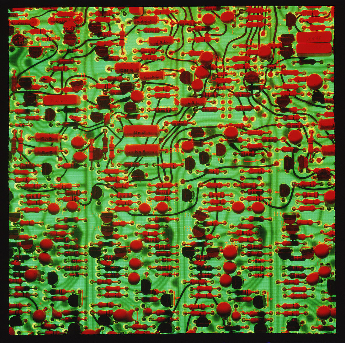 Circuit board showing its electronic components