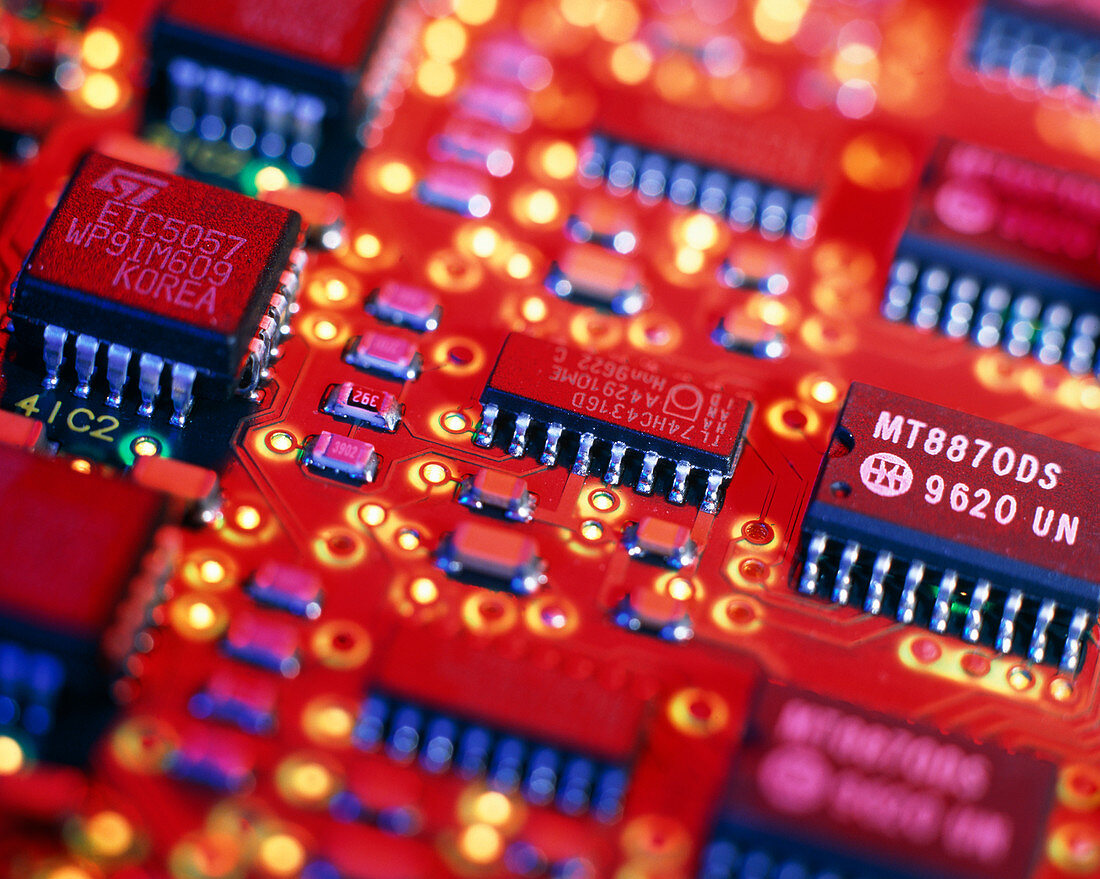 Close-up of a printed circuit board