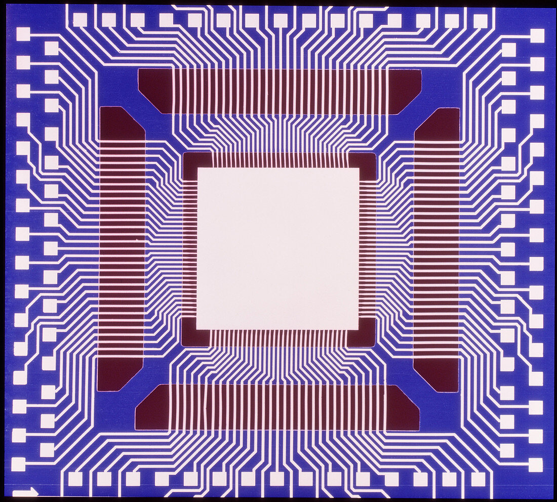 Computer artwork of a hybrid integrated circuit