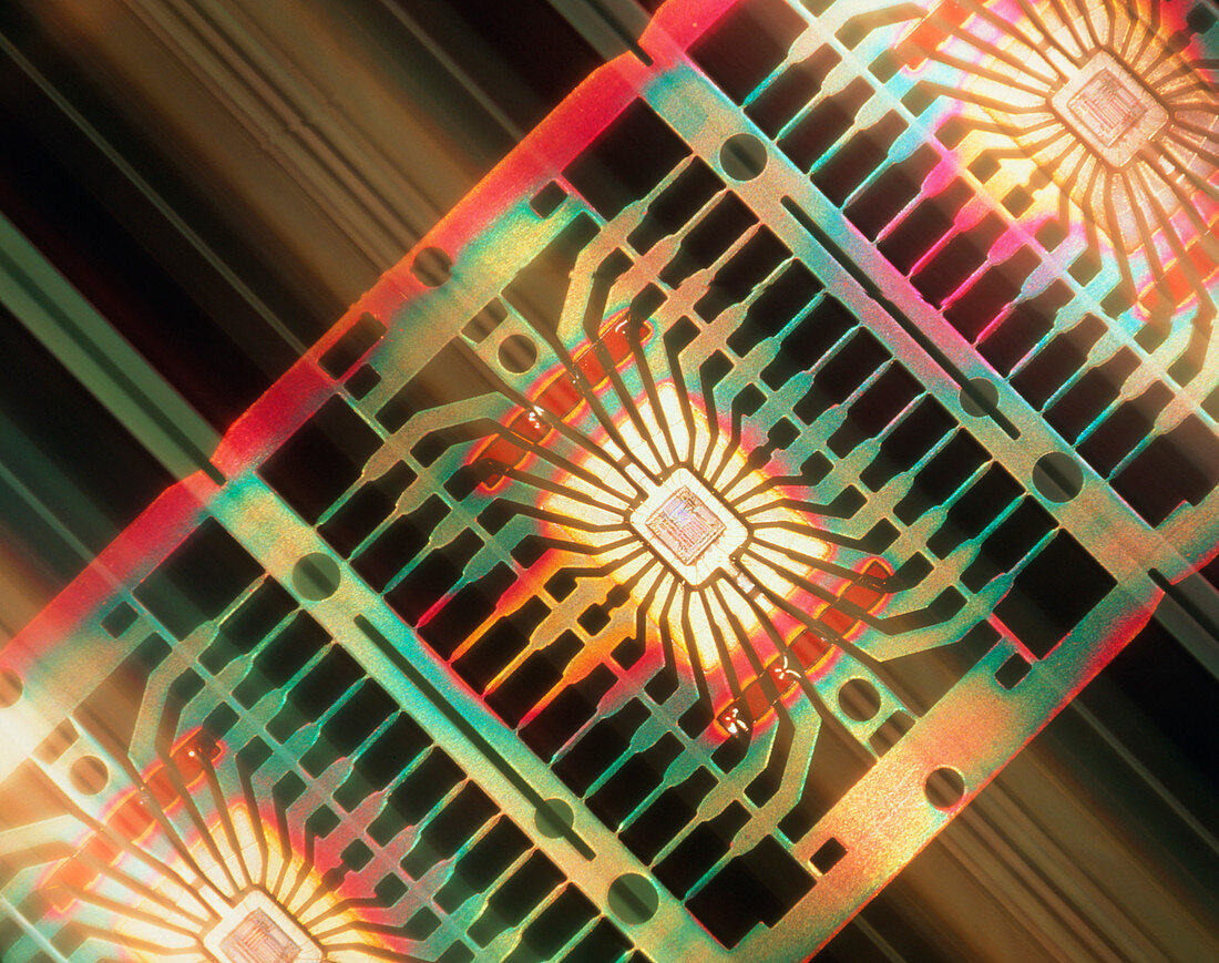 Macrophoto of silicon chips (linear motion effect)