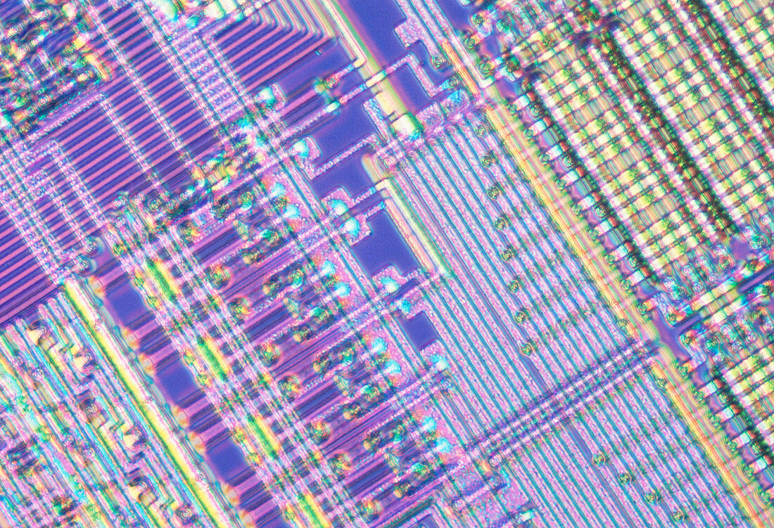 Light micrograph of an integrated computer chip