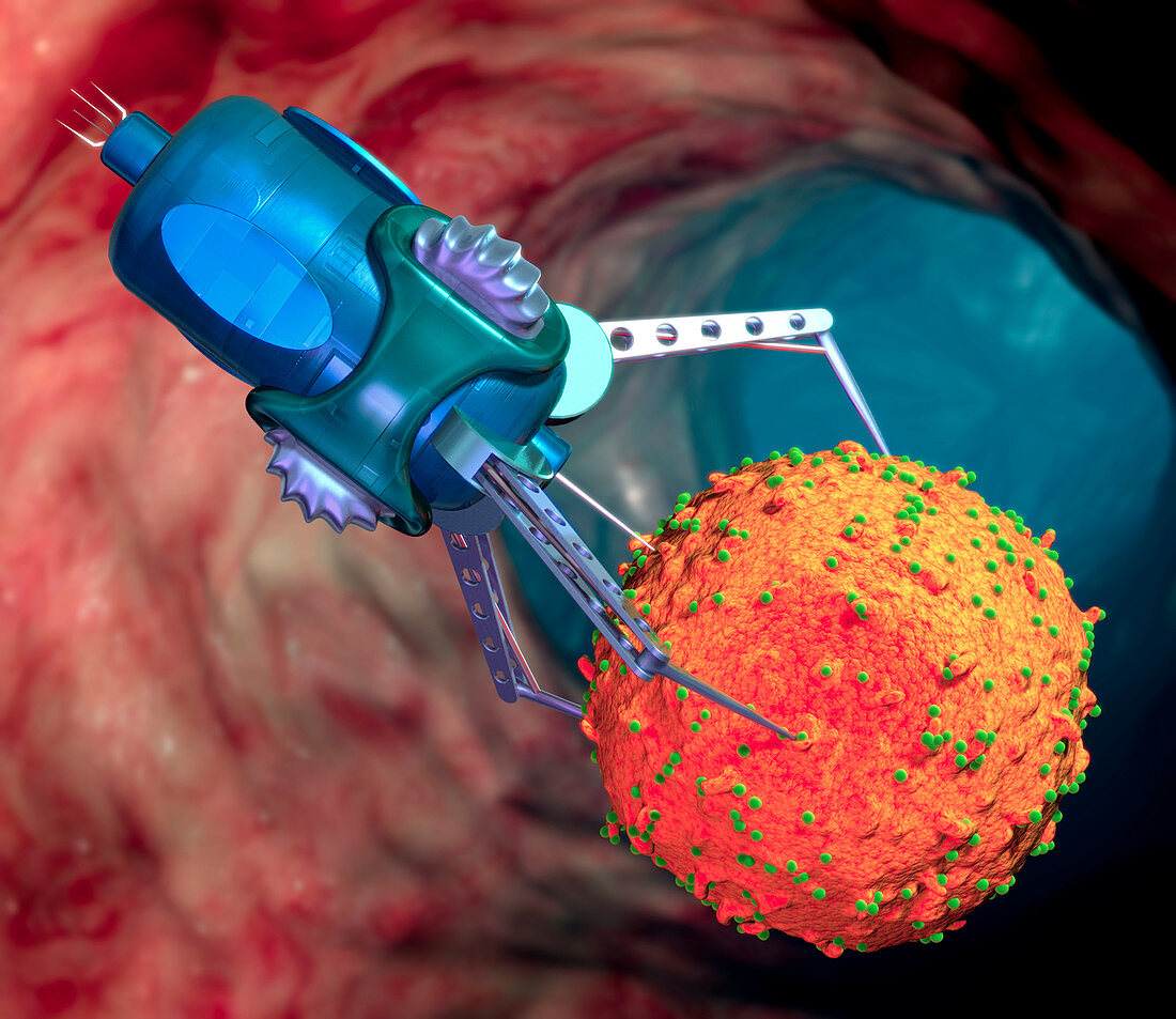 Nanorobot treating infected cell
