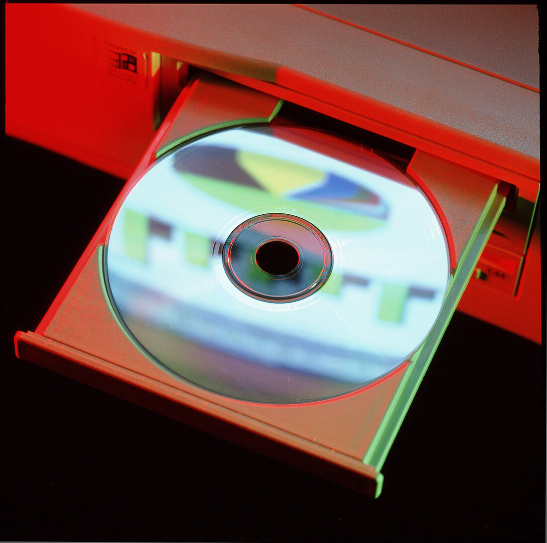 Compact disc in a computer CD-ROM disc drive