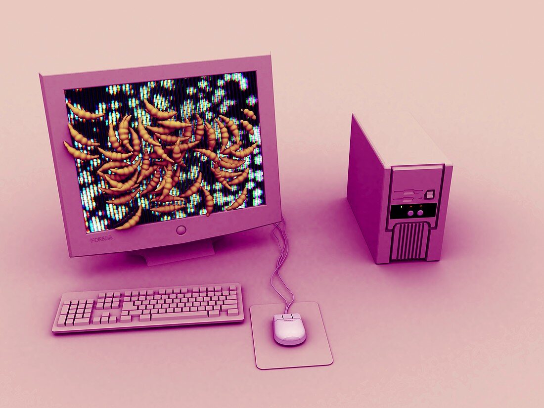 Internet worm,computer artwork