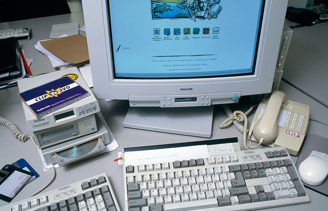 Computer hardware on office desk
