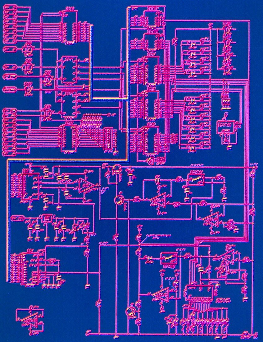 Computer graphic of an electronic circuit diagram