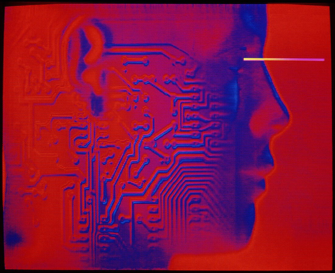 Artificial intelligence: circuit & human head