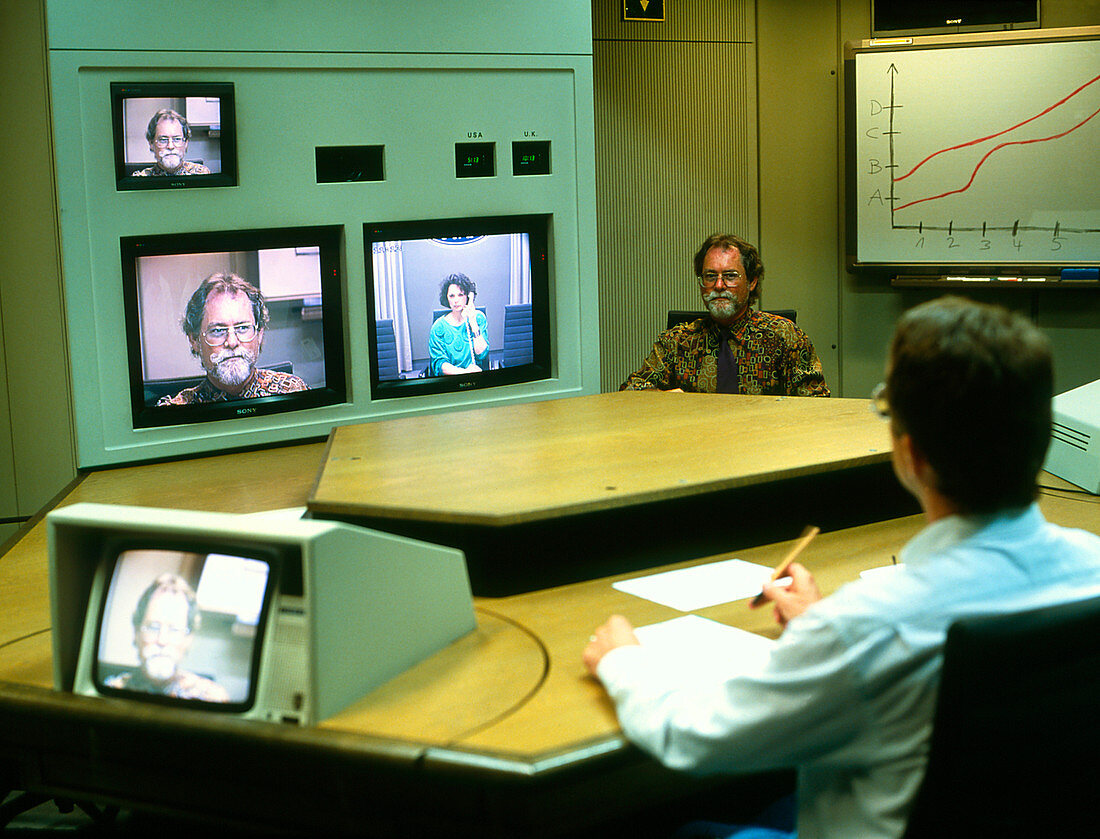 Televisions in use during a video conference