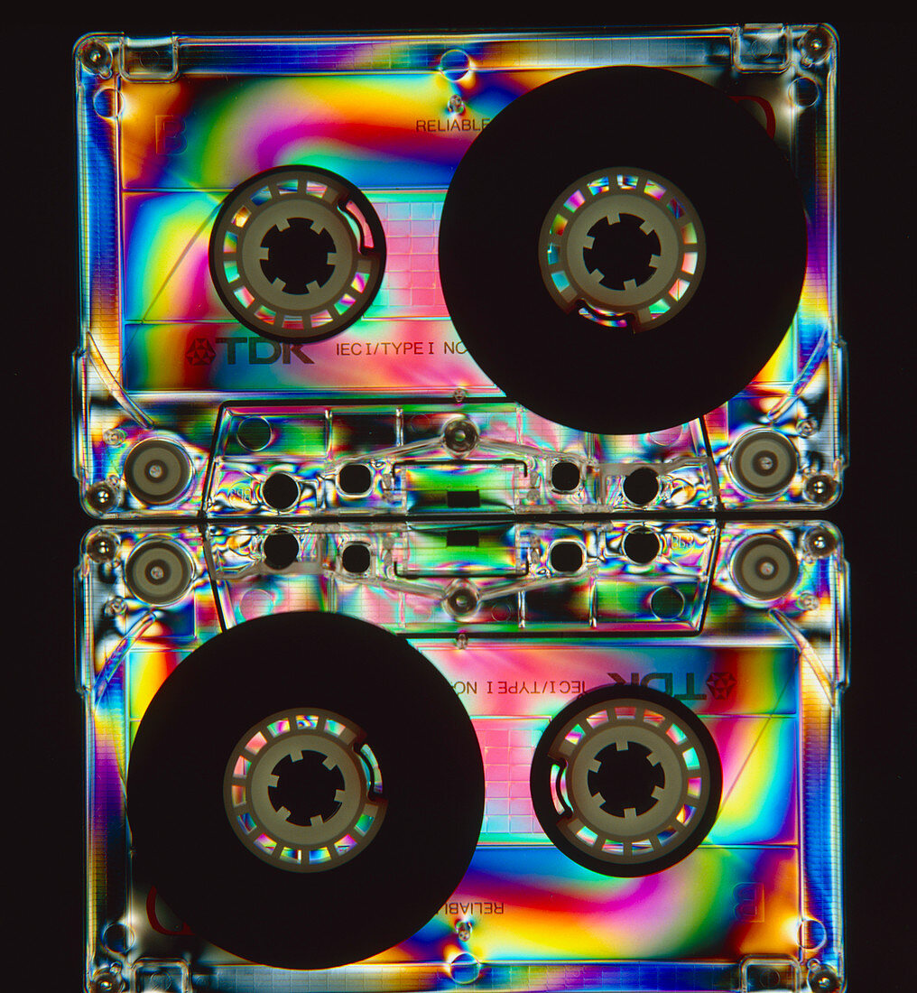 Stress patterns in plastic tape cassette