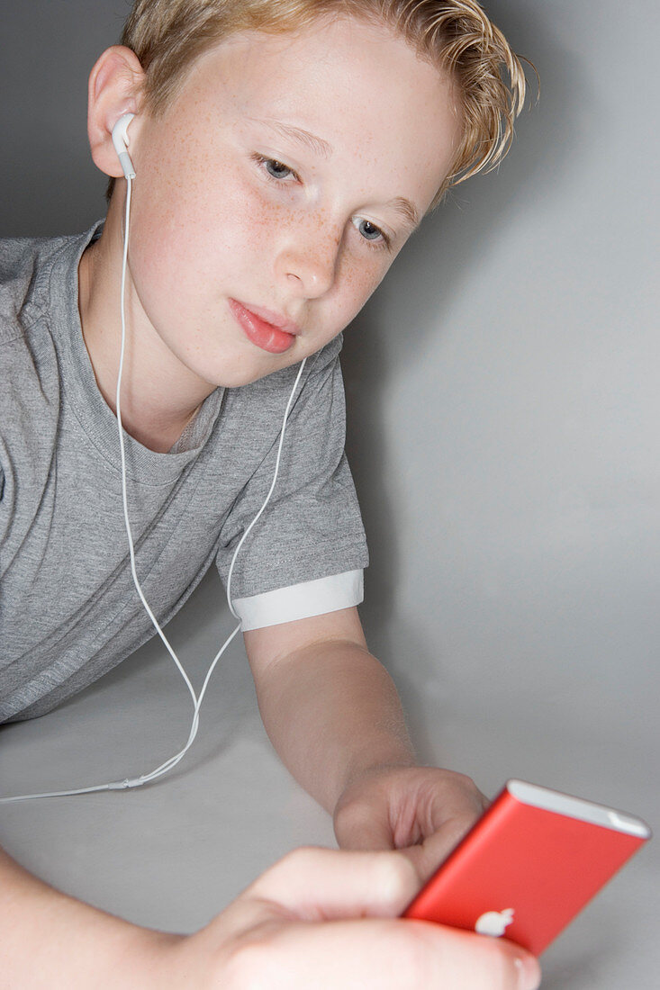 Boy listening to music