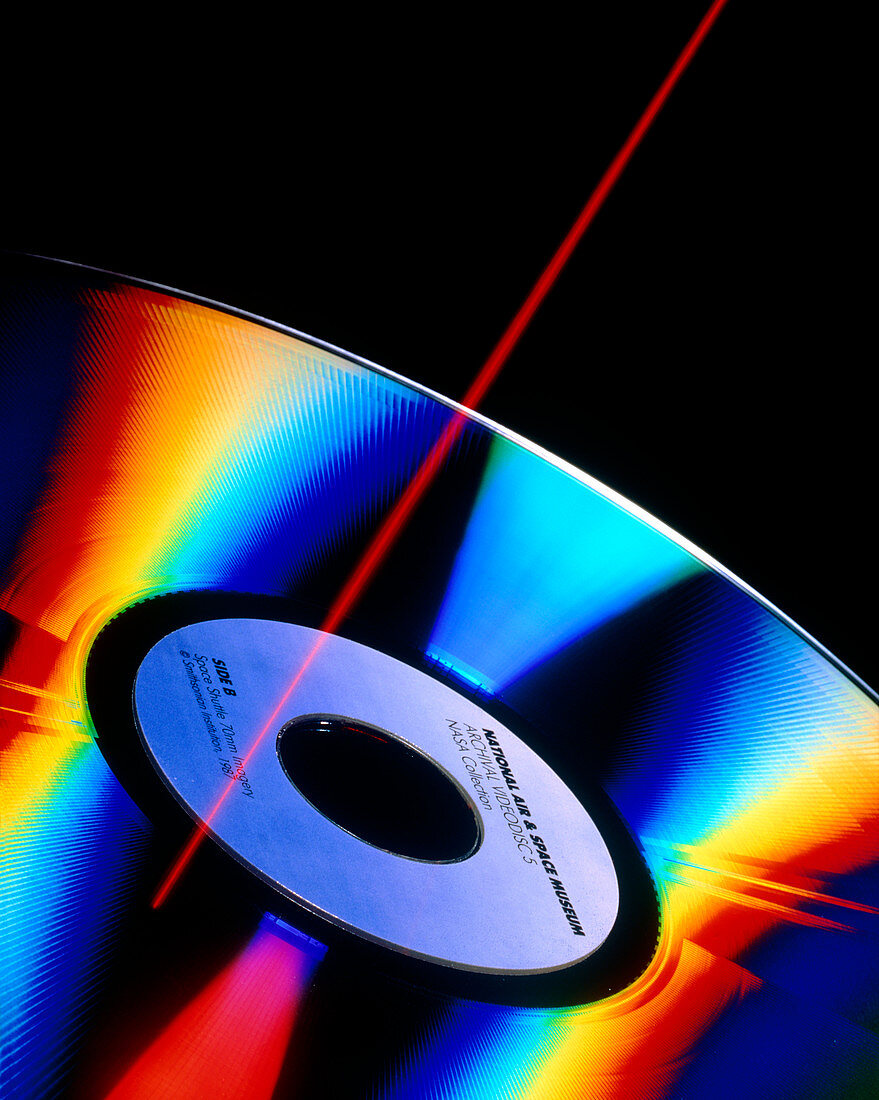 Laser videodisc with simulated laser beam