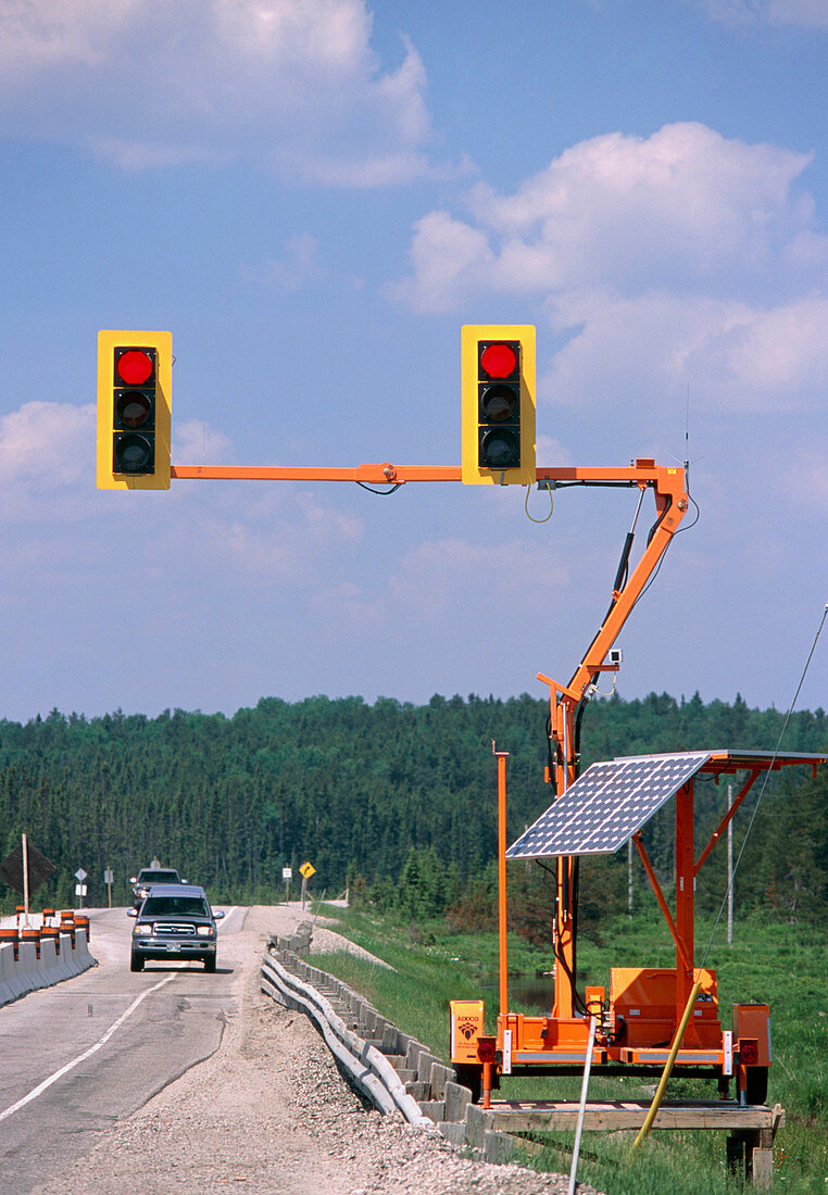 Solar-powered traffic lights