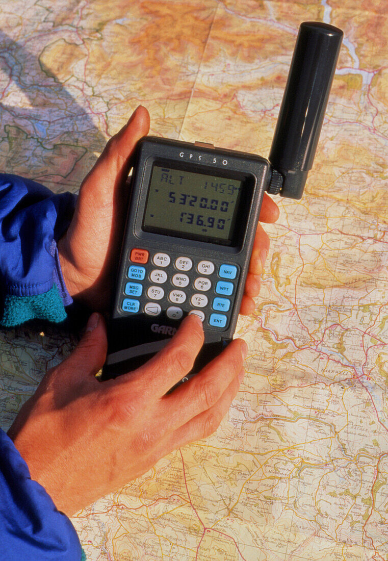 Hand-held GPS receiver and map