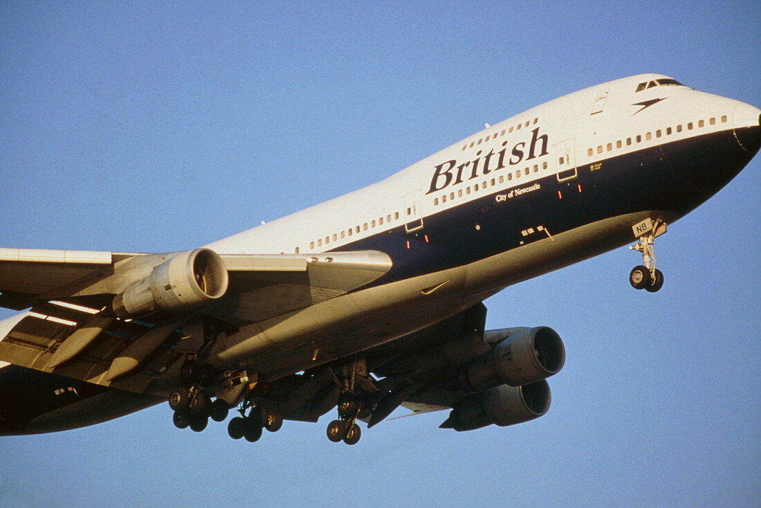 British Airways jumbo jet in flight