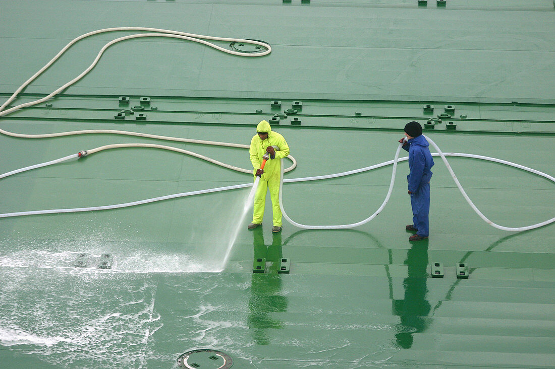Cleaning cargo ship