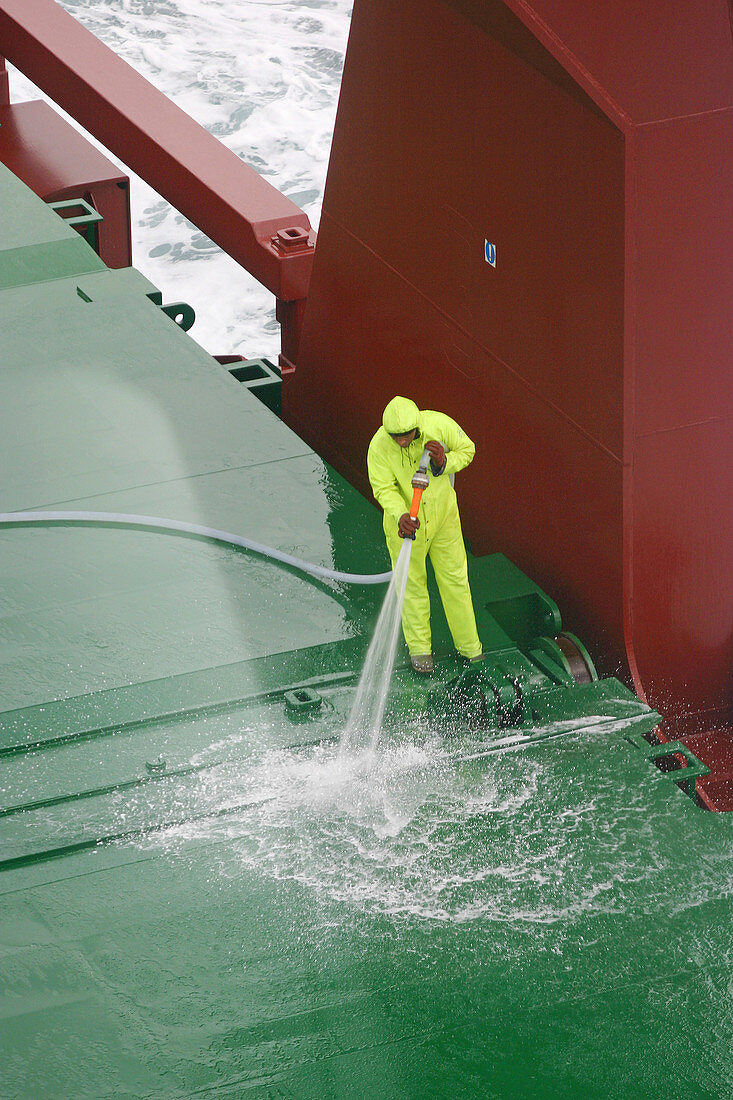 Cleaning cargo ship