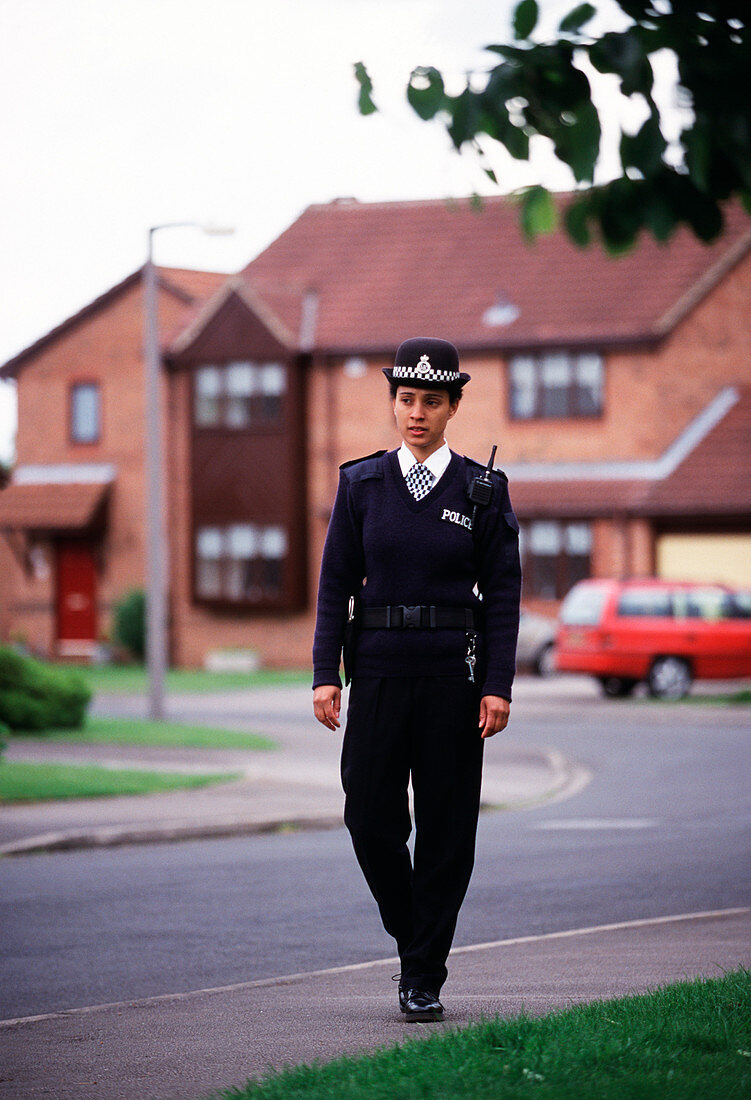 Patrolling policewoman