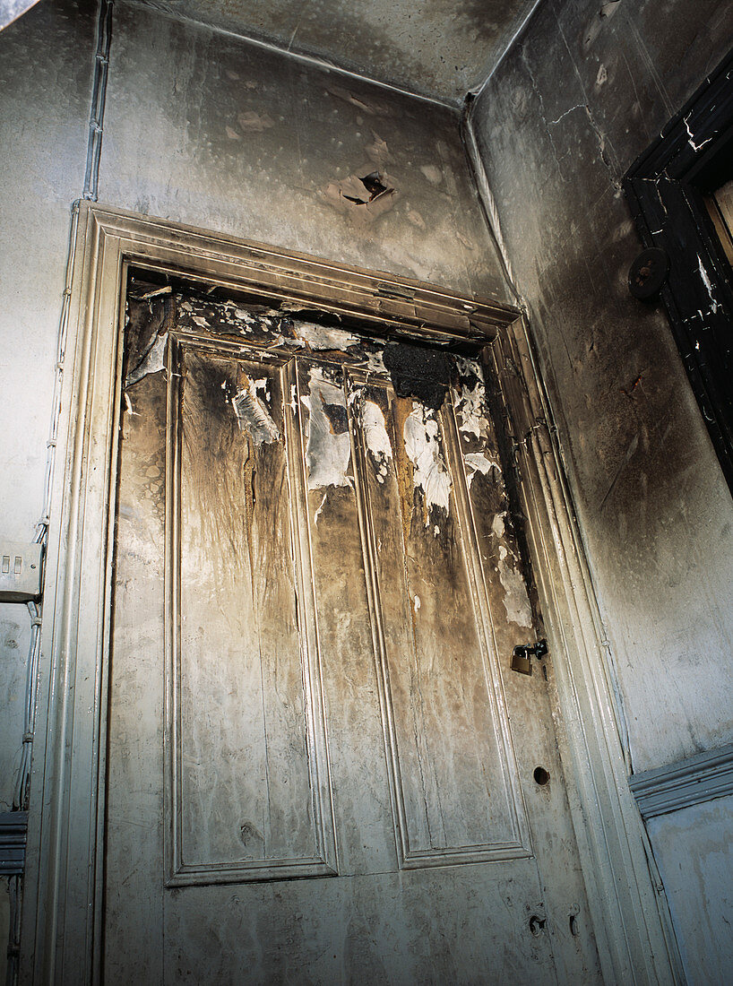 Fire damaged door