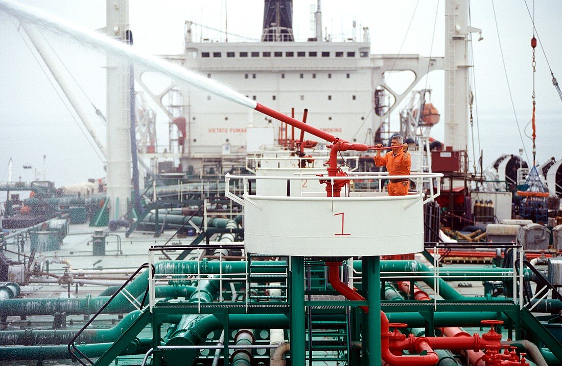 Oil tanker fire drill