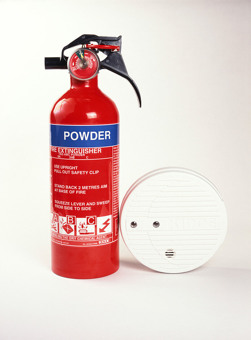 Fire extinguisher and smoke alarm