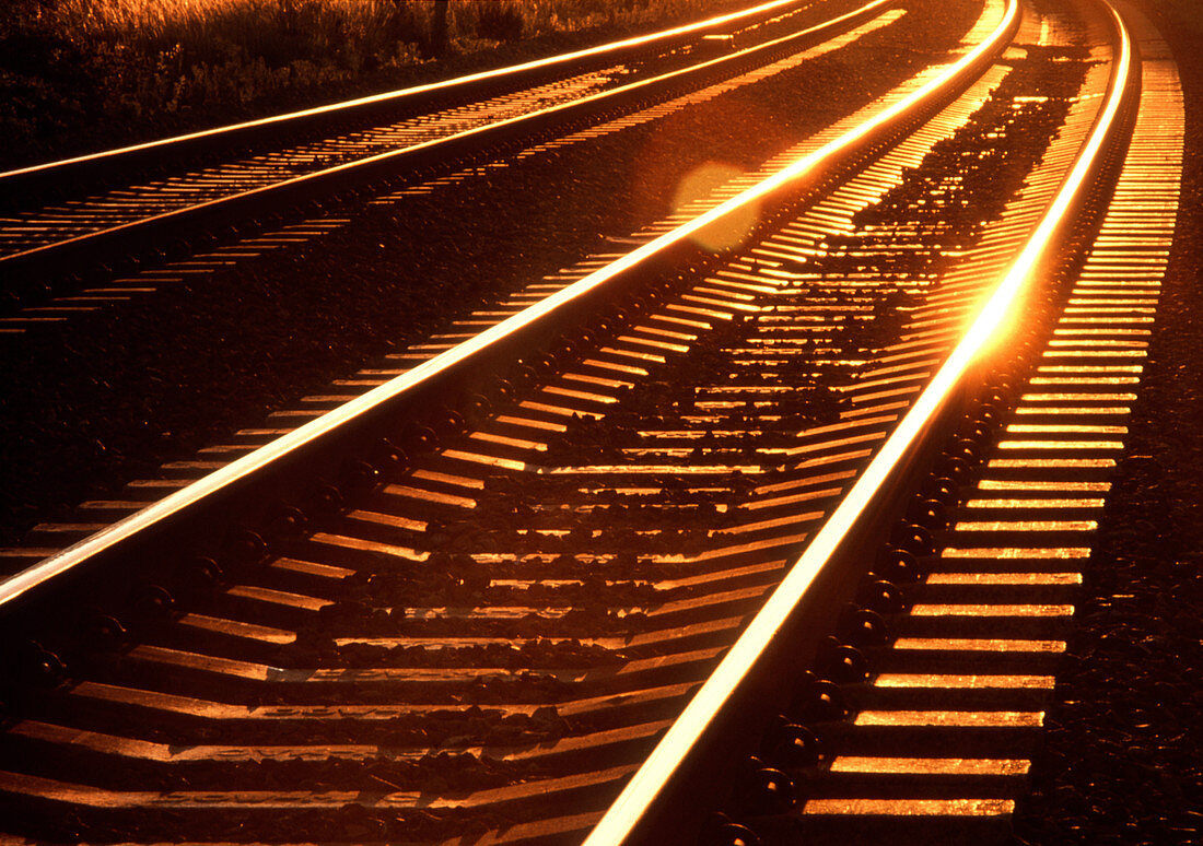View of railway lines at sunset
