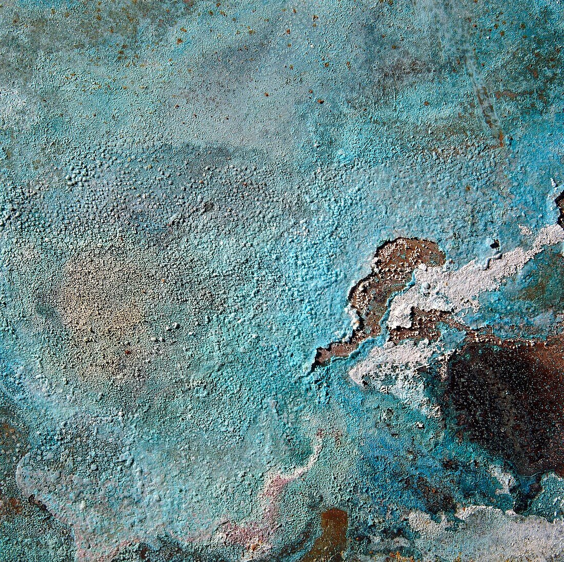 The effect of corrosion seen on a brass sheet