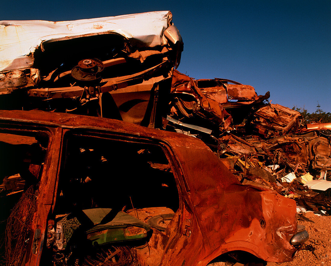 Rusting cars in a scrapyard,Australia