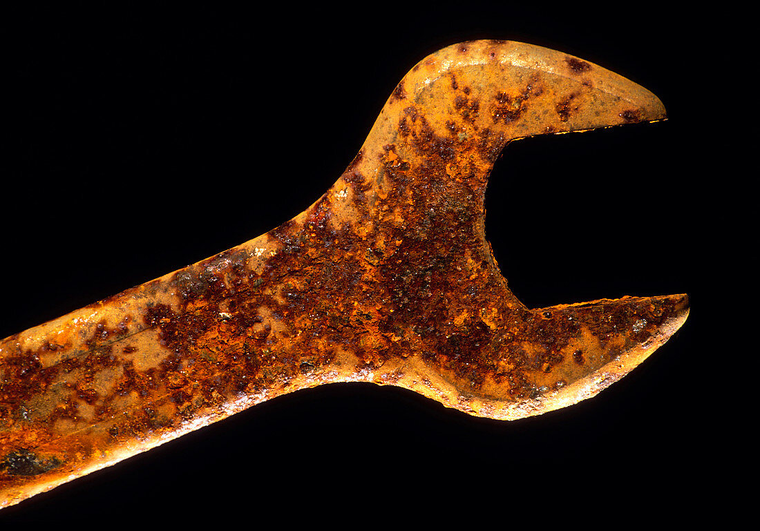 Steel spanner covered in rust