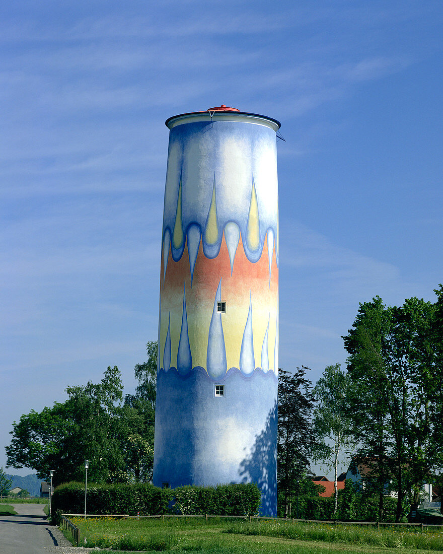 Painted water tower