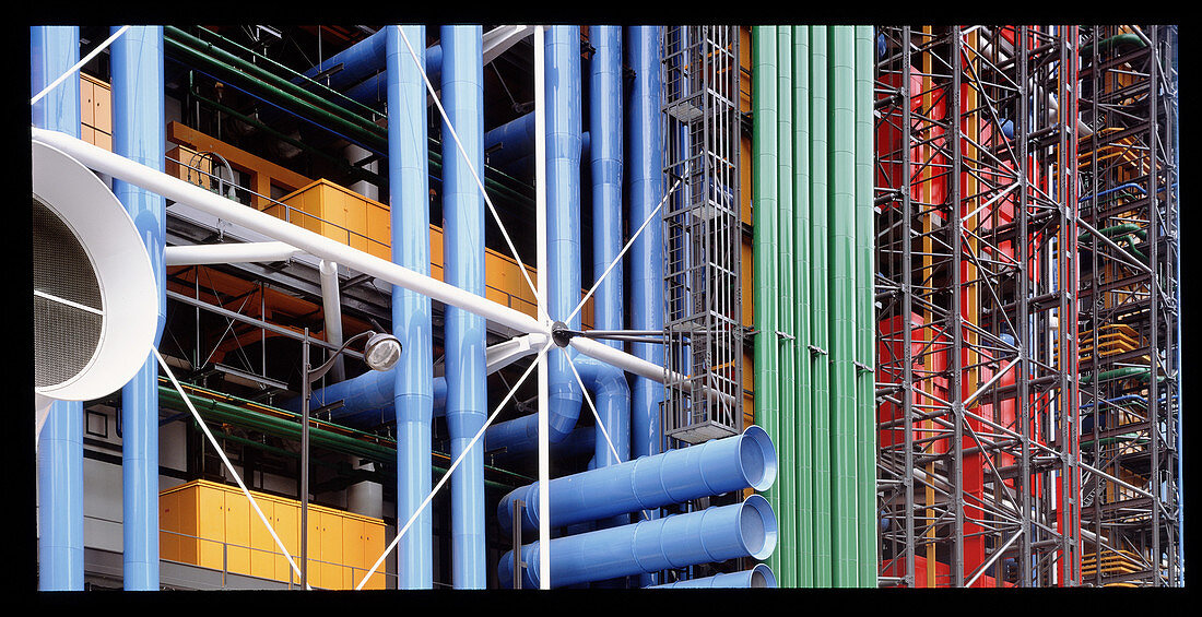 Pompidou Centre,a steel-frame building in Paris