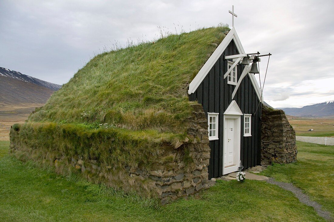 Turf-roofed church,Iceland