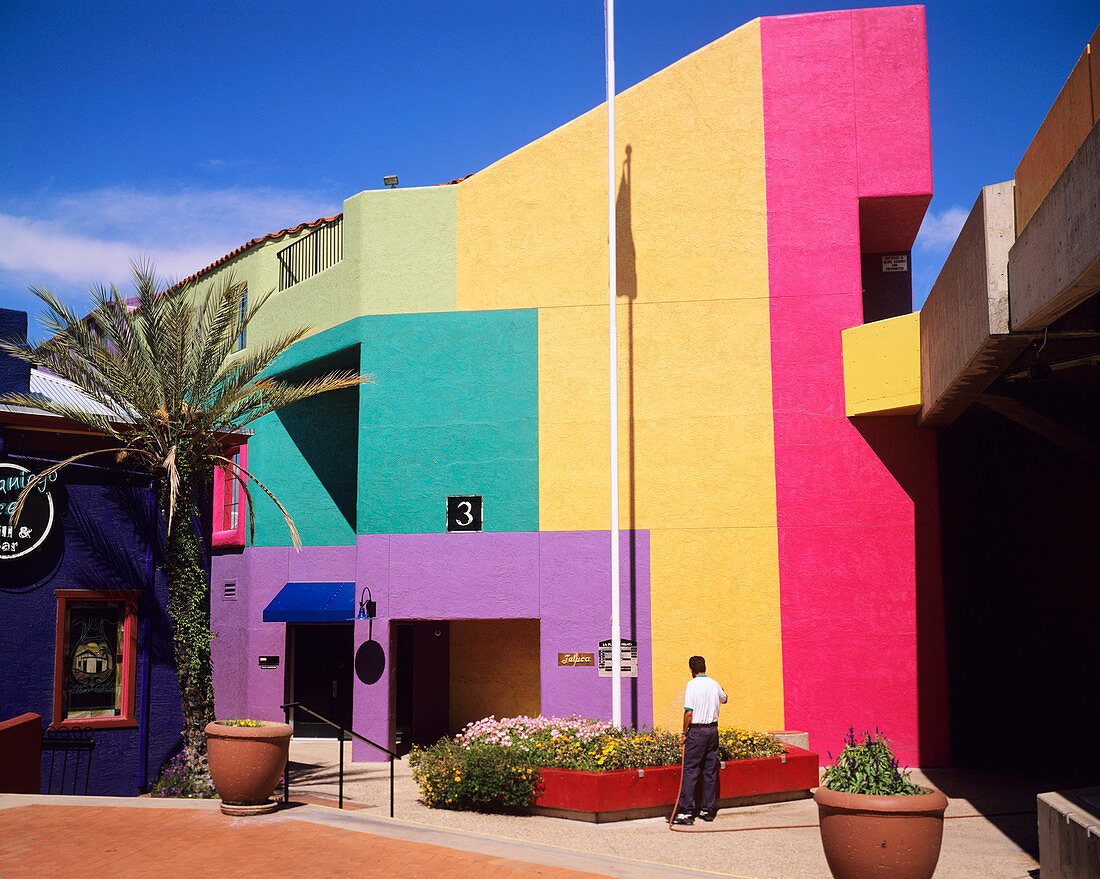 Brightly coloured building