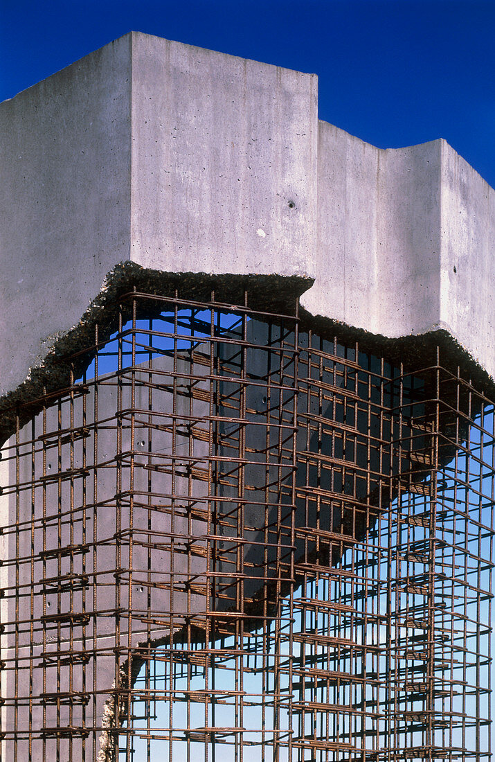 Reinforced concrete bridge under construction