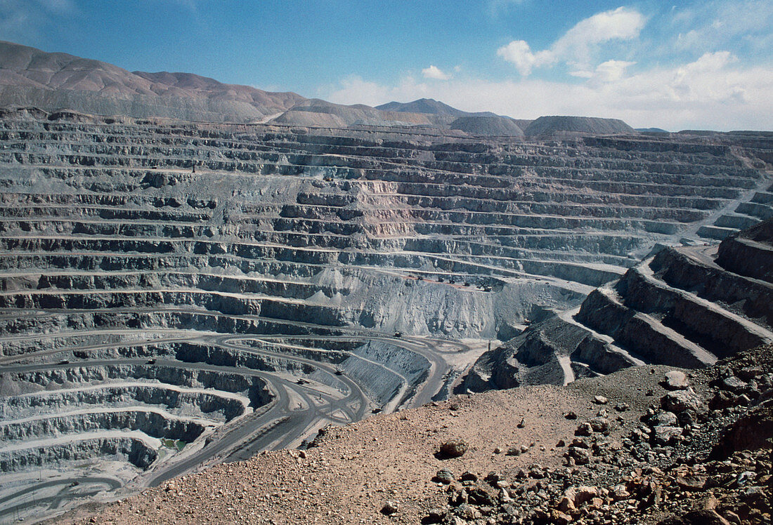 Open cast mine for extracting copper