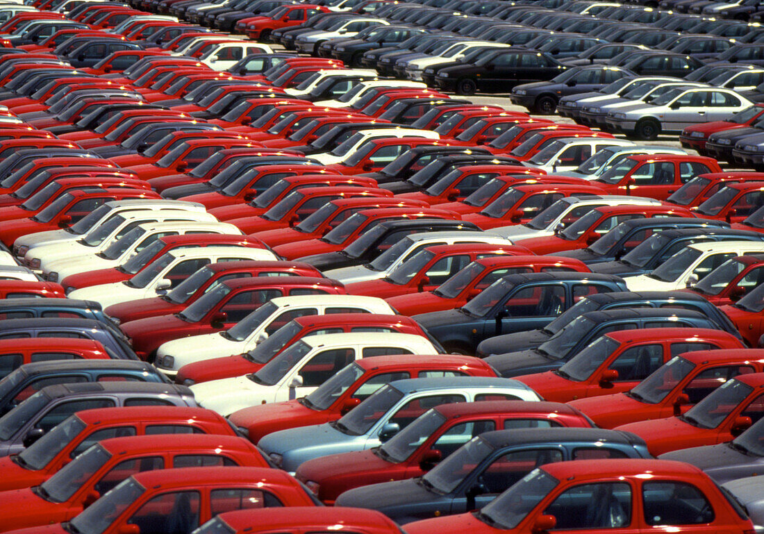 Rows of imported cars,Italy