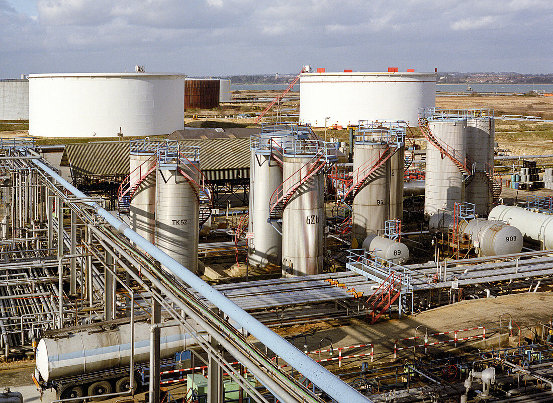 Chemical plant storage tanks